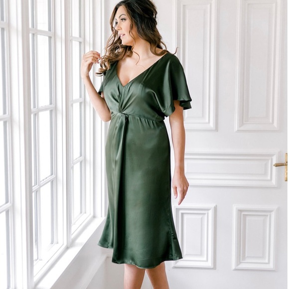 Revelry Gwen Midi Satin Dress - Picture 2 of 7